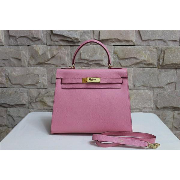 2014 Hermes Kelly 28cm Epsom Leather Bag Pink with Gold hardware