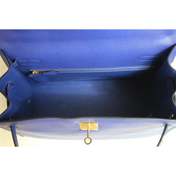 2014 Hermes Kelly 28cm Epsom Leather Bag RoyalBlue with Gold hardware