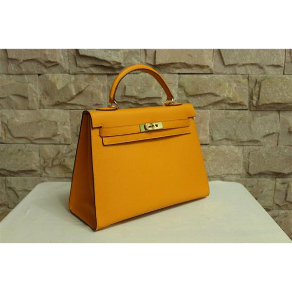 2014 Hermes Kelly 28cm Togo Leather Bag Yellow with Gold hardware