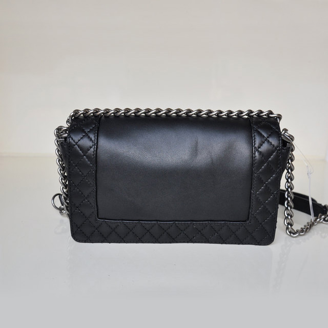 2014 LE Boy Chanel A67949 Black Flap Shoulder Bag in Calfskin Leather