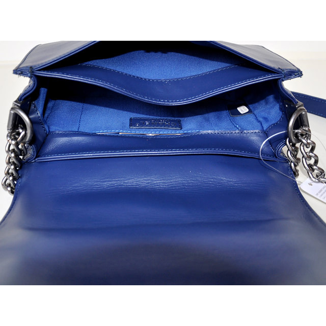 2014 LE Boy Chanel A67949 Blue Flap Shoulder Bag in Calfskin Leather