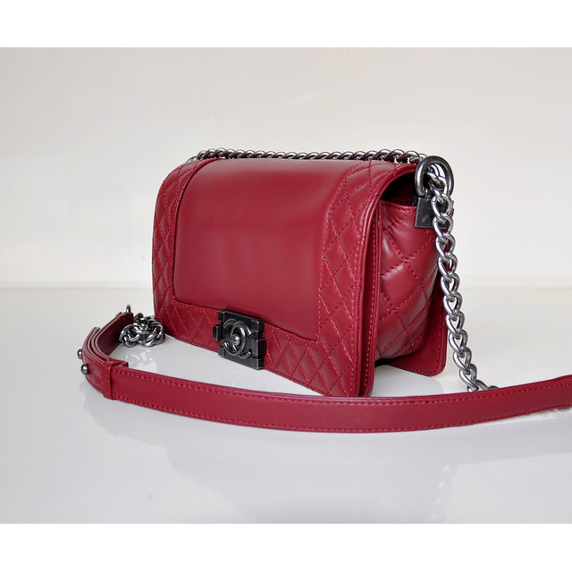 2014 LE Boy Chanel A67949 Claret Flap Shoulder Bag in Calfskin Leather