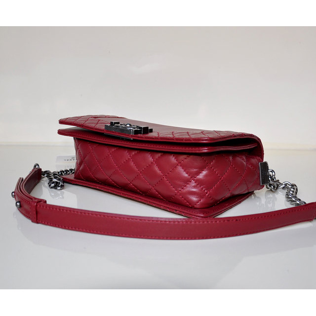 2014 LE Boy Chanel A67949 Claret Flap Shoulder Bag in Calfskin Leather