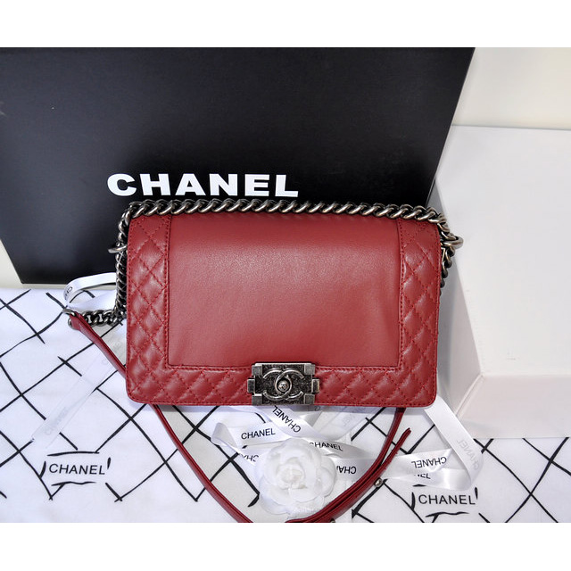 2014 Le Boy Chanel A67949 Claret Flap Shoulder Bag in Original Leather