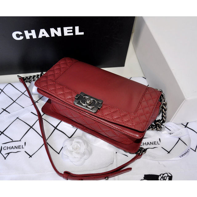 2014 Le Boy Chanel A67949 Claret Flap Shoulder Bag in Original Leather