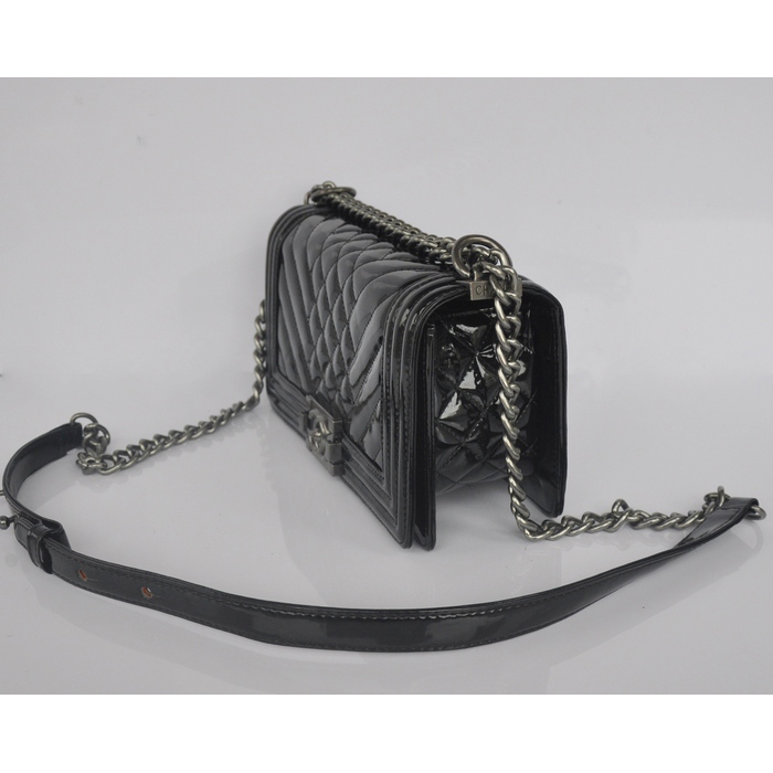 2014 Le Boy Chanel A90191 Black Flap Shoulder Bag in Patent Leather