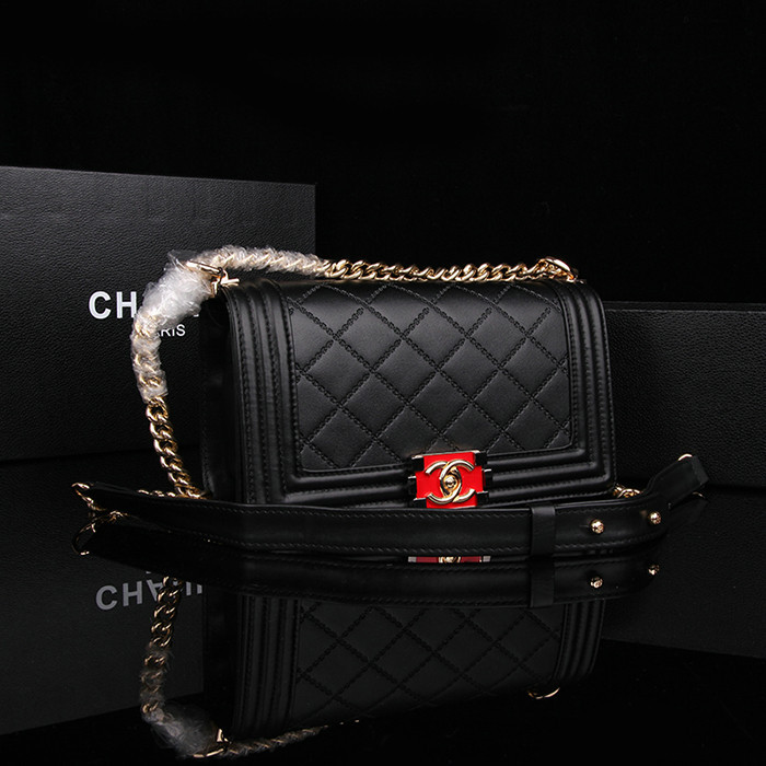 2014 Le Boy Chanel Flap Shoulder Bag Original Calf Leather A67086 Black