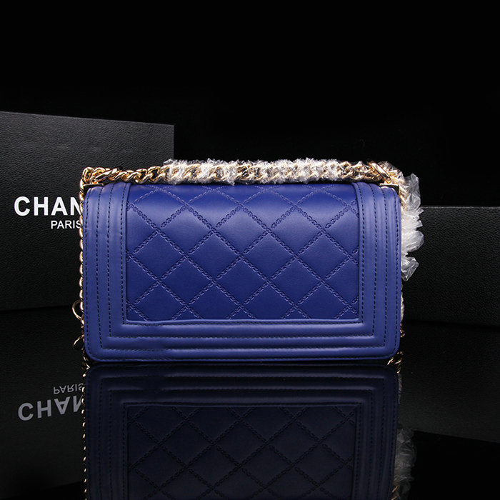 2014 Le Boy Chanel Flap Shoulder Bag Original Calf Leather A67086 Blue