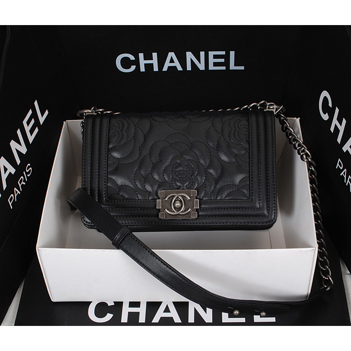 2014 Le Boy Chanel Flap Shoulder Bag Original Lambskin Leather A6751 Black