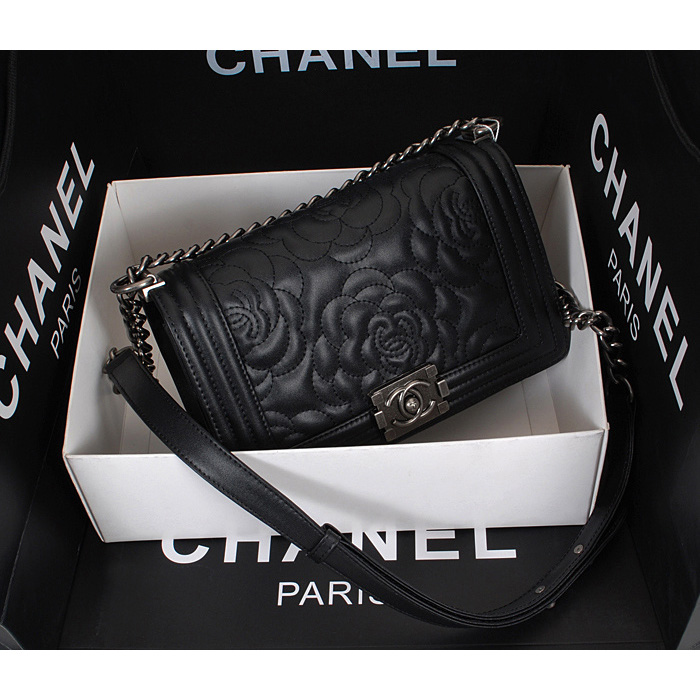 2014 Le Boy Chanel Flap Shoulder Bag Original Lambskin Leather A6751 Black