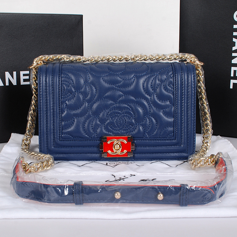 2014 Le Boy Chanel Flap Shoulder Bag Original Leather A68915 Blue