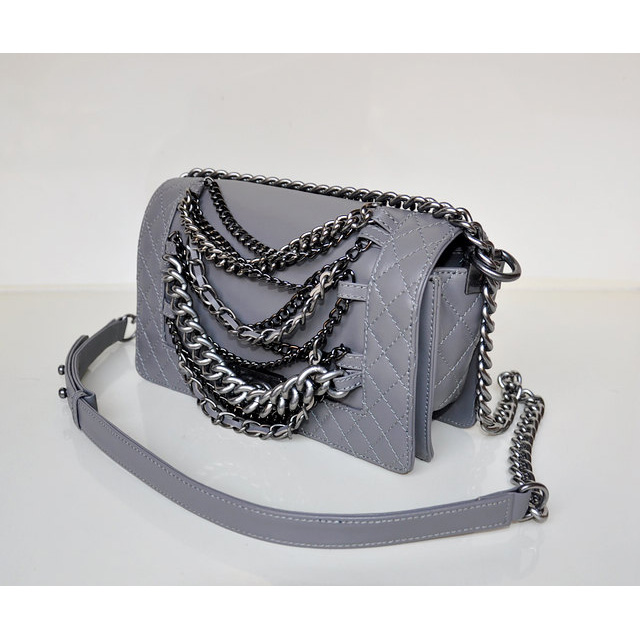 2014 Le Boy Chanel Flap Shoulder Bag in Calfskin Leather A67919 Gray