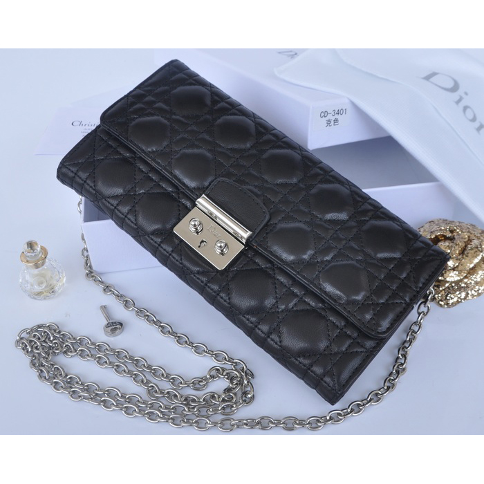 2014 Miss Dior Original leather wallet 3401 in Black