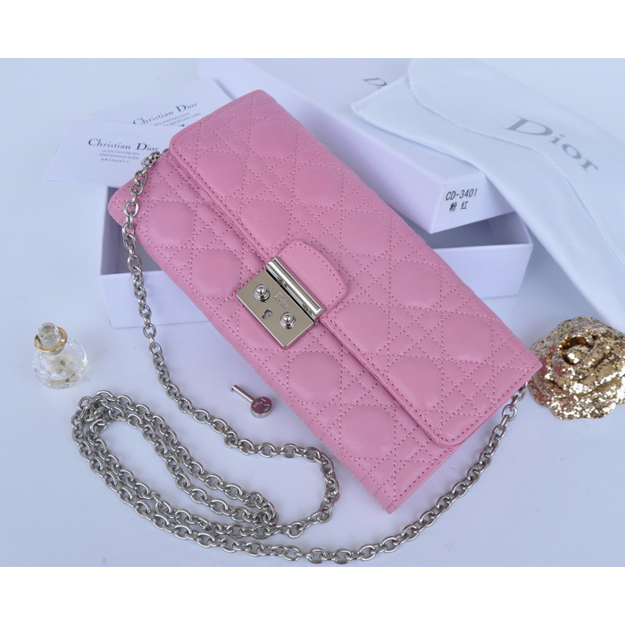 2014 Miss Dior Original leather wallet 3401 in Pink