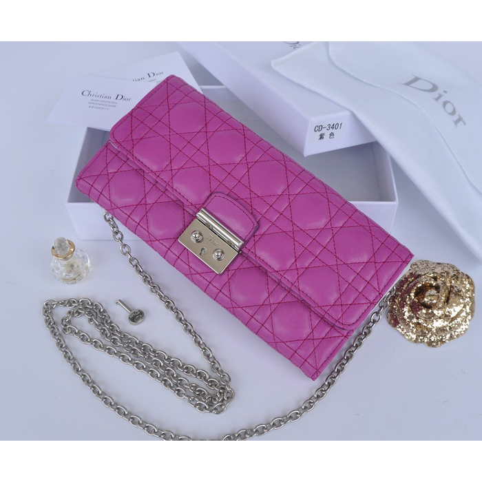 2014 Miss Dior Original leather wallet 3401 in Purple