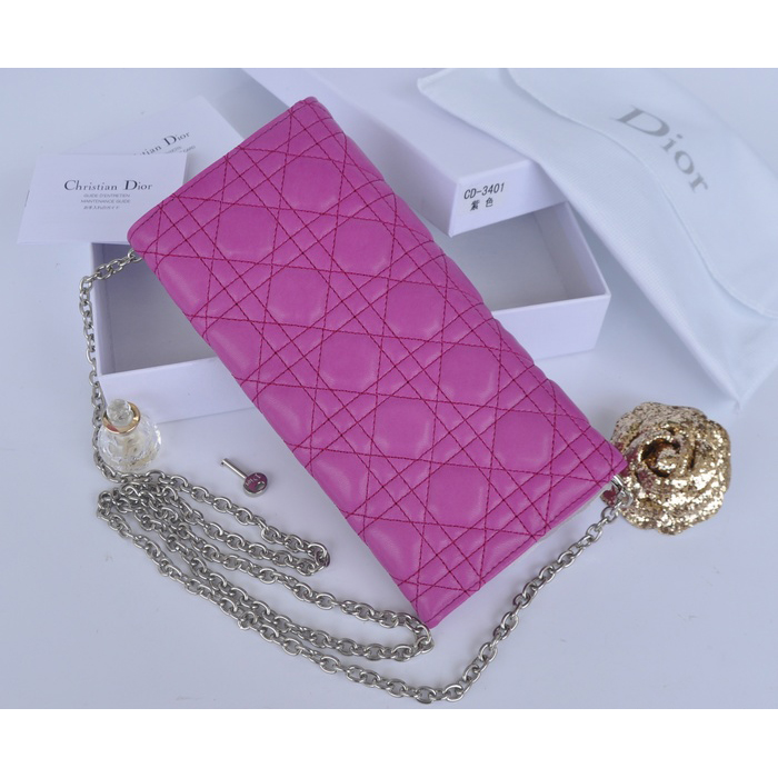 2014 Miss Dior Original leather wallet 3401 in Purple