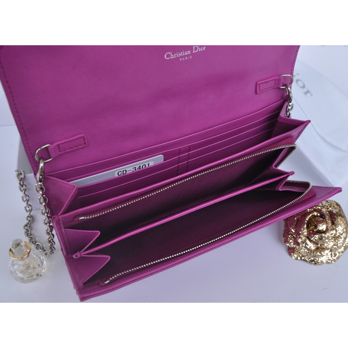 2014 Miss Dior Original leather wallet 3401 in Purple