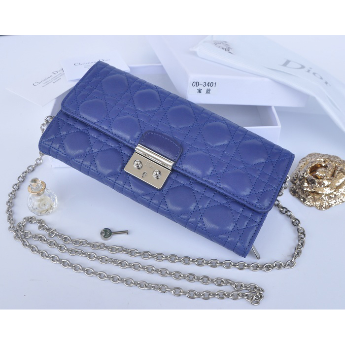 2014 Miss Dior Original leather wallet 3401 in Royalblue