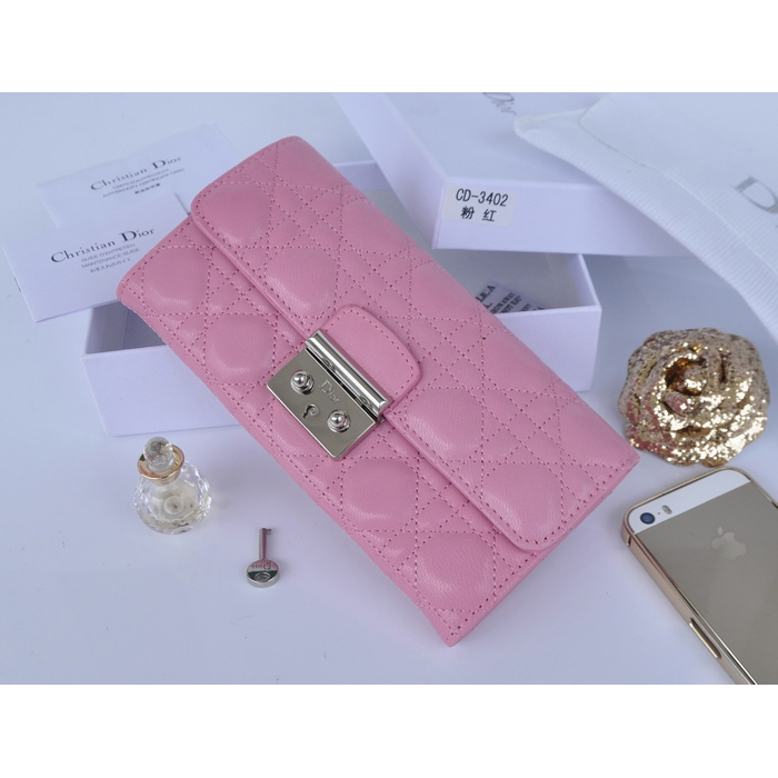 2014 Miss Dior Original leather wallet 3402 in Pink