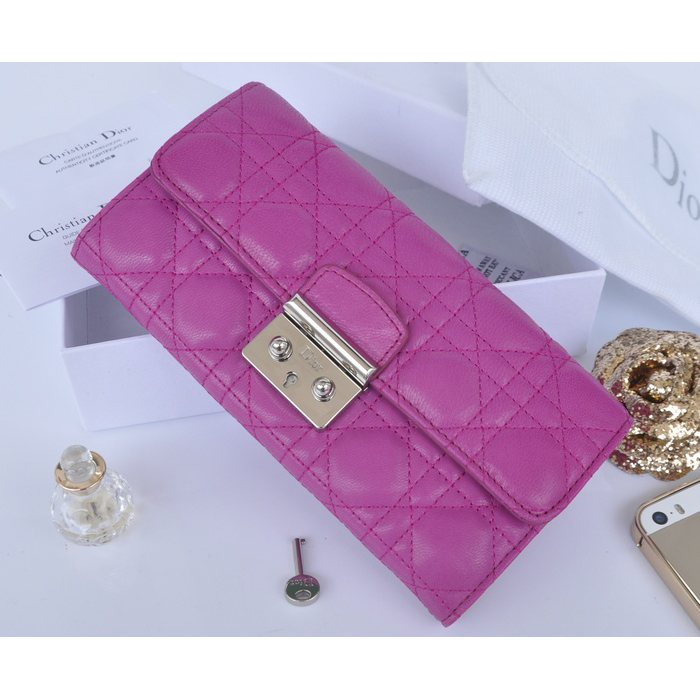 2014 Miss Dior Original leather wallet 3402 in Purple