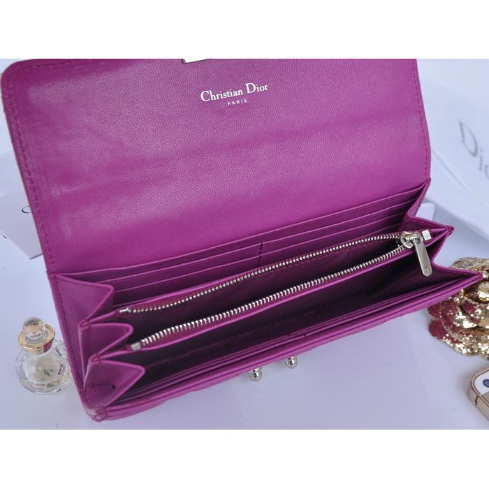 2014 Miss Dior Original leather wallet 3402 in Purple