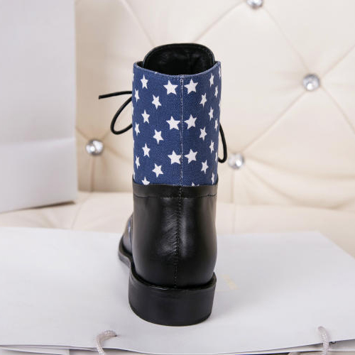 2015 Alexander Pentagram Printed Denim fight skin strap boots