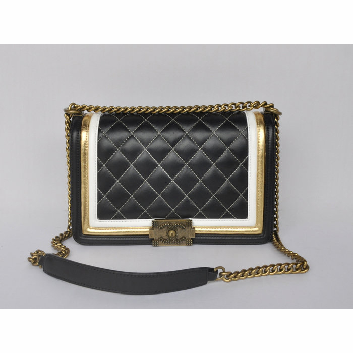 2015 Boy Chanel Flap Shoulder Bag A68800 Sheepskin Leather Black