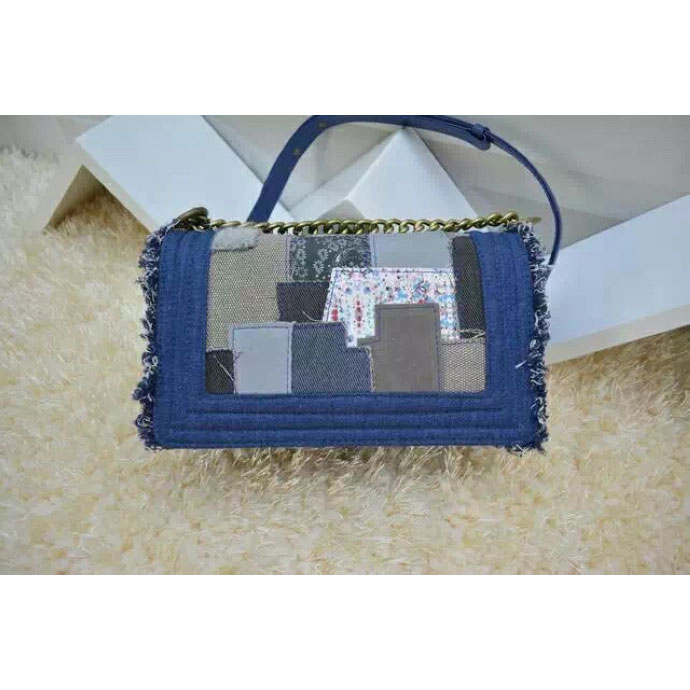 2015 Boy Chanel Flap Shoulder Bag Denim A67086 Blue