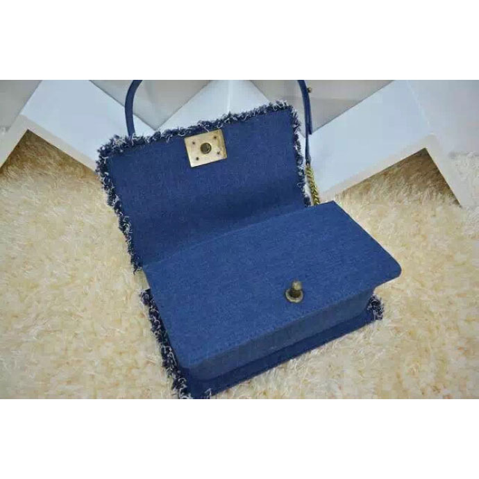 2015 Boy Chanel Flap Shoulder Bag Denim A67086 Blue