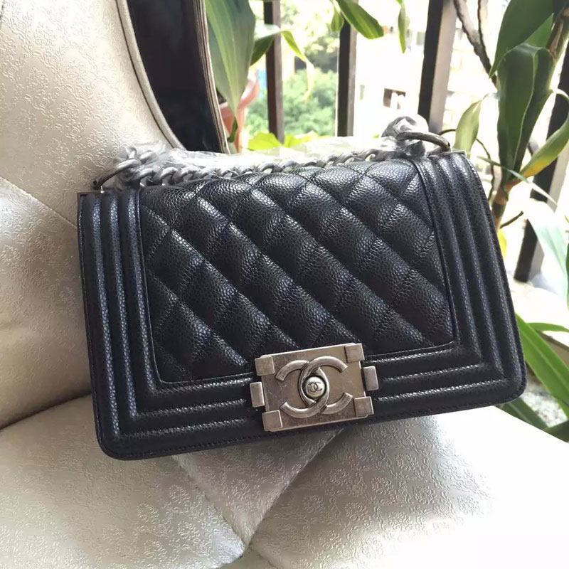 2015 Boy Chanel Flap Shoulder Bag Original Caviar Leather A67085 Black