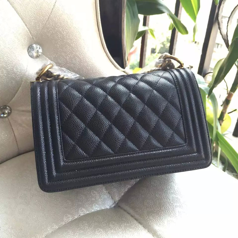 2015 Boy Chanel Flap Shoulder Bag Original Caviar Leather A67085 Black