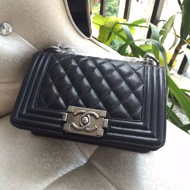 2015 Boy Chanel Flap Shoulder Bag Original Caviar Leather A67085 Black