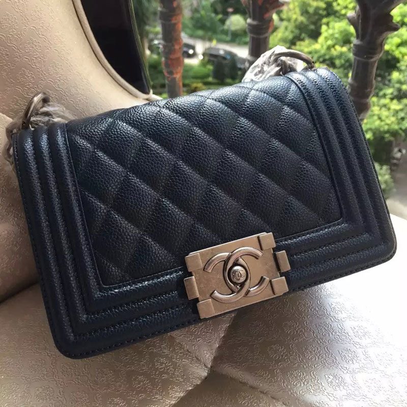 2015 Boy Chanel Flap Shoulder Bag Original Caviar Leather A67085 DarkBlue