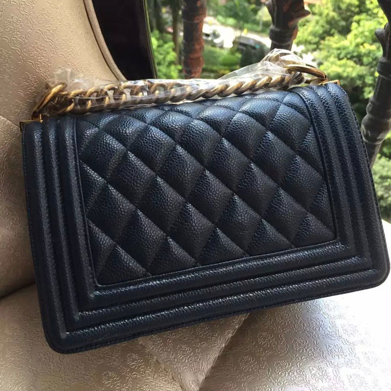 2015 Boy Chanel Flap Shoulder Bag Original Caviar Leather A67085 DarkBlue