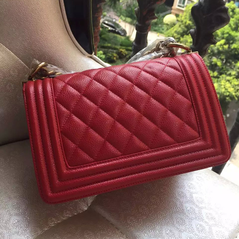 2015 Boy Chanel Flap Shoulder Bag Original Caviar Leather A67085 Red