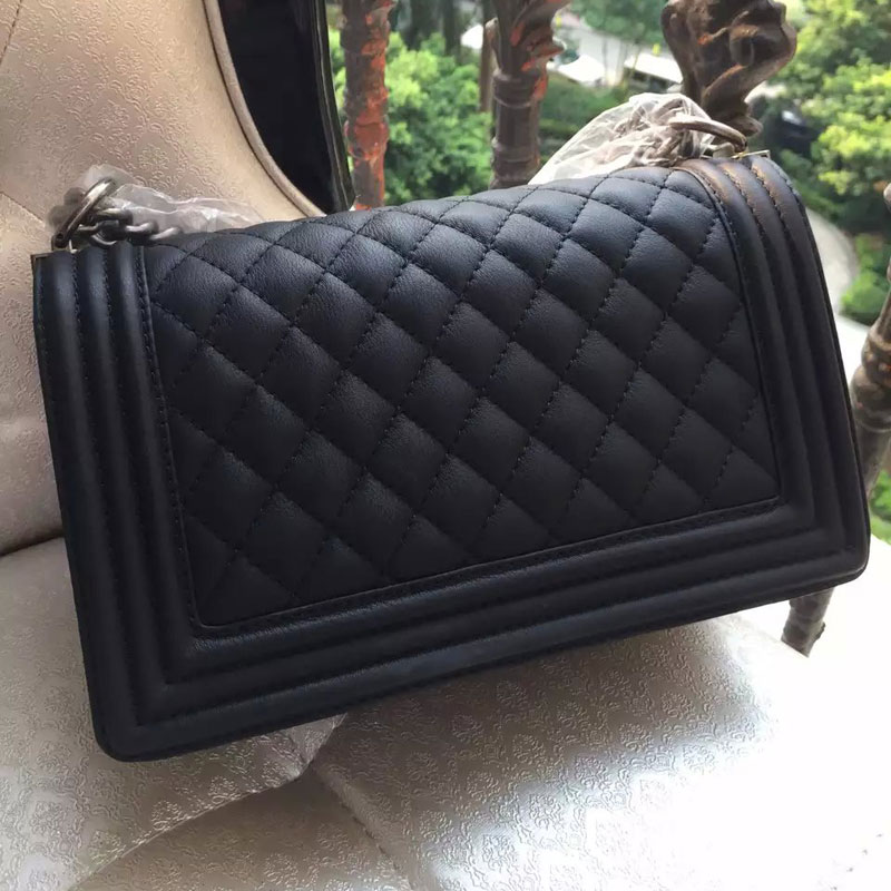 2015 Boy Chanel Flap Shoulder Bag Original Leather A67086 Black with Silver