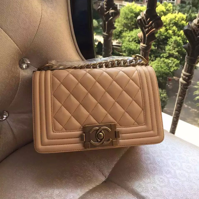 2015 Boy Chanel Flap Shoulder Bag Original Sheepskin Leather A67085 Apricot