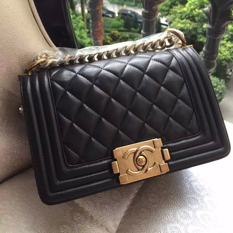 2015 Boy Chanel Flap Shoulder Bag Original Sheepskin Leather A67085 Black