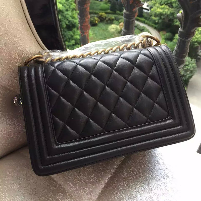 2015 Boy Chanel Flap Shoulder Bag Original Sheepskin Leather A67085 Black