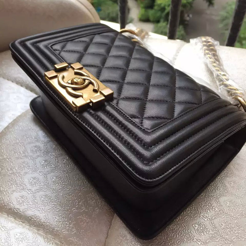 2015 Boy Chanel Flap Shoulder Bag Original Sheepskin Leather A67085 Black