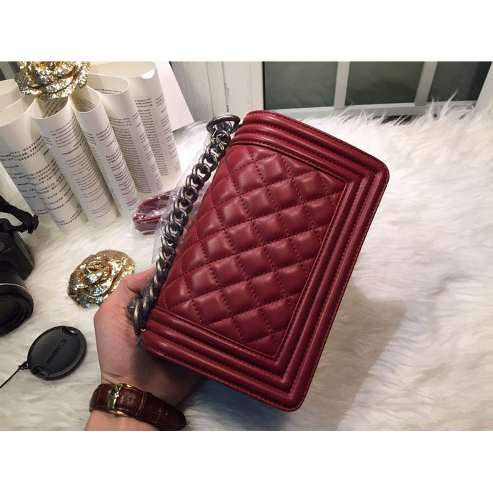 2015 Boy Chanel Flap Shoulder Bag Original Sheepskin Leather A67085 Burgundy