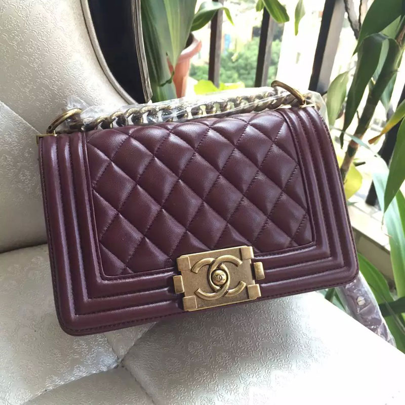 2015 Boy Chanel Flap Shoulder Bag Original Sheepskin Leather A67085 Claret