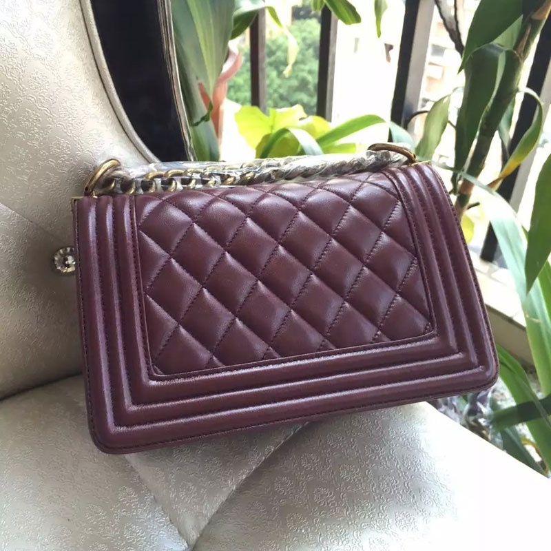 2015 Boy Chanel Flap Shoulder Bag Original Sheepskin Leather A67085 Claret