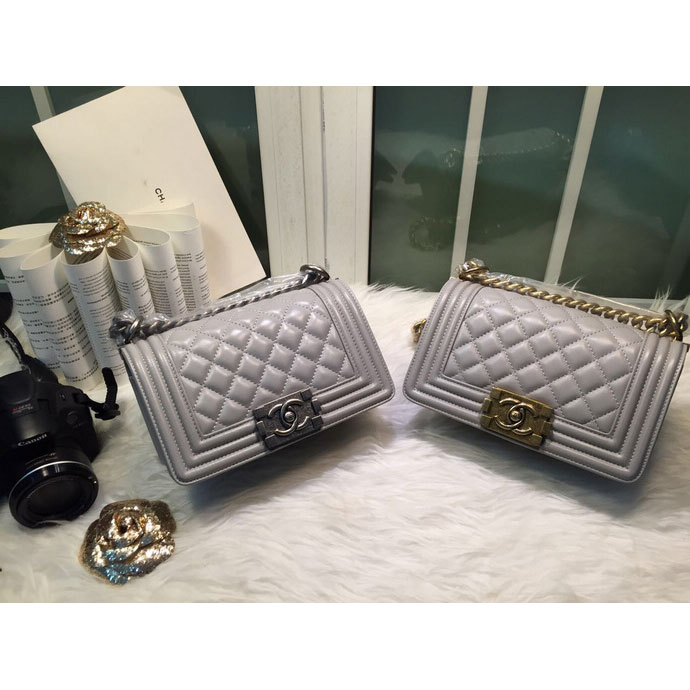 2015 Boy Chanel Flap Shoulder Bag Original Sheepskin Leather A67085 Gray