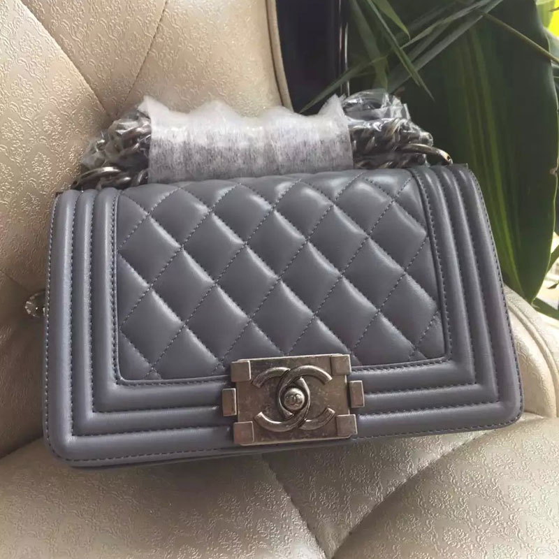 2015 Boy Chanel Flap Shoulder Bag Original Sheepskin Leather A67085 Grey