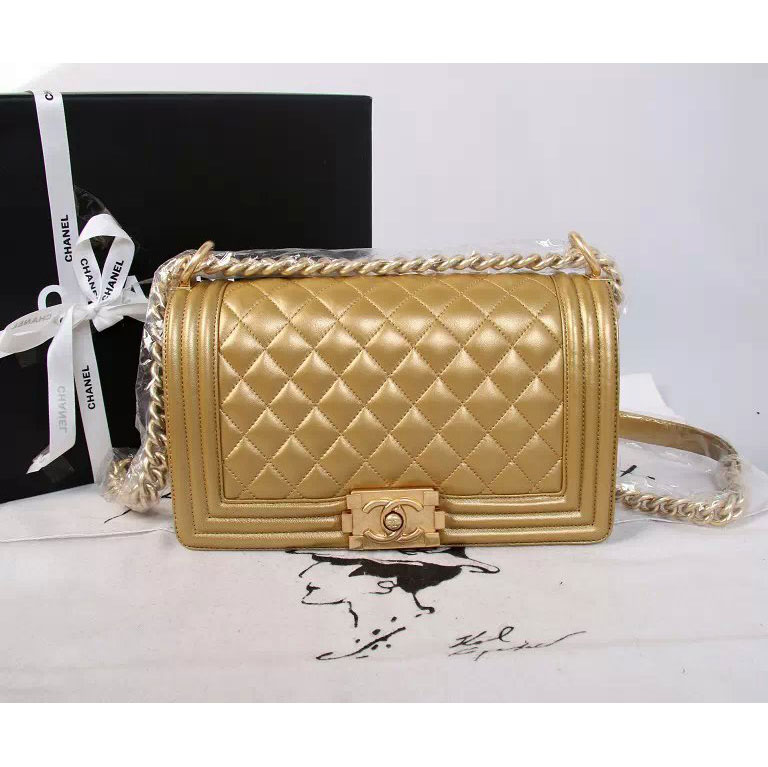 2015 Boy Chanel Flap Shoulder Bag Original leather A67086 Gold with Bronze