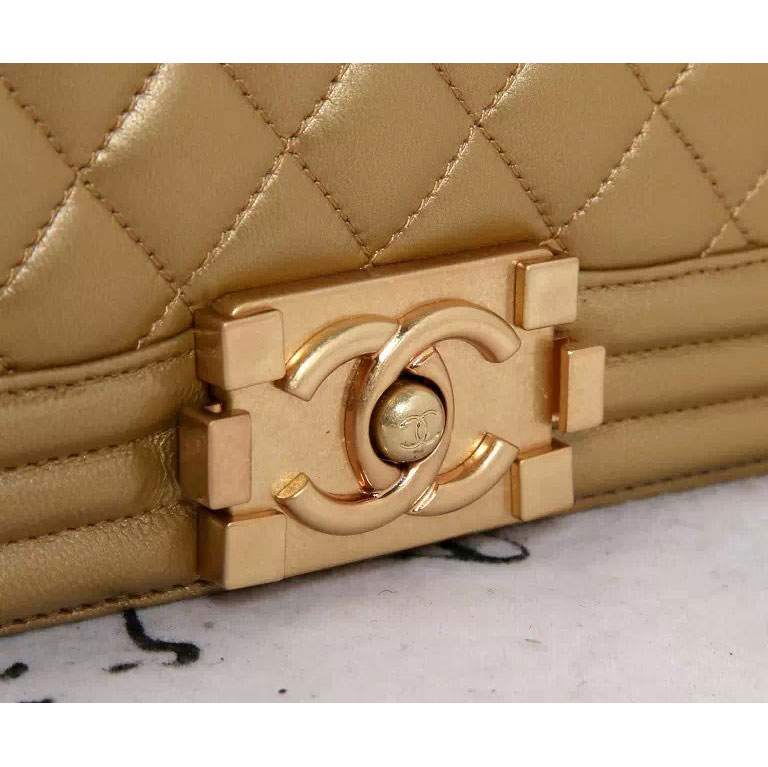 2015 Boy Chanel Flap Shoulder Bag Original leather A67086 Gold with Bronze