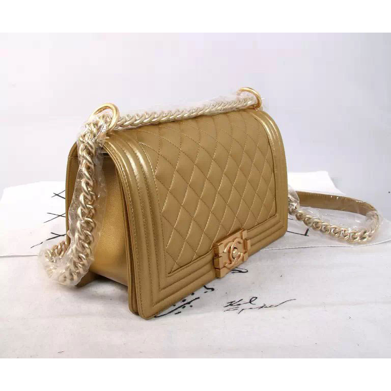 2015 Boy Chanel Flap Shoulder Bag Original leather A67086 Gold with Bronze