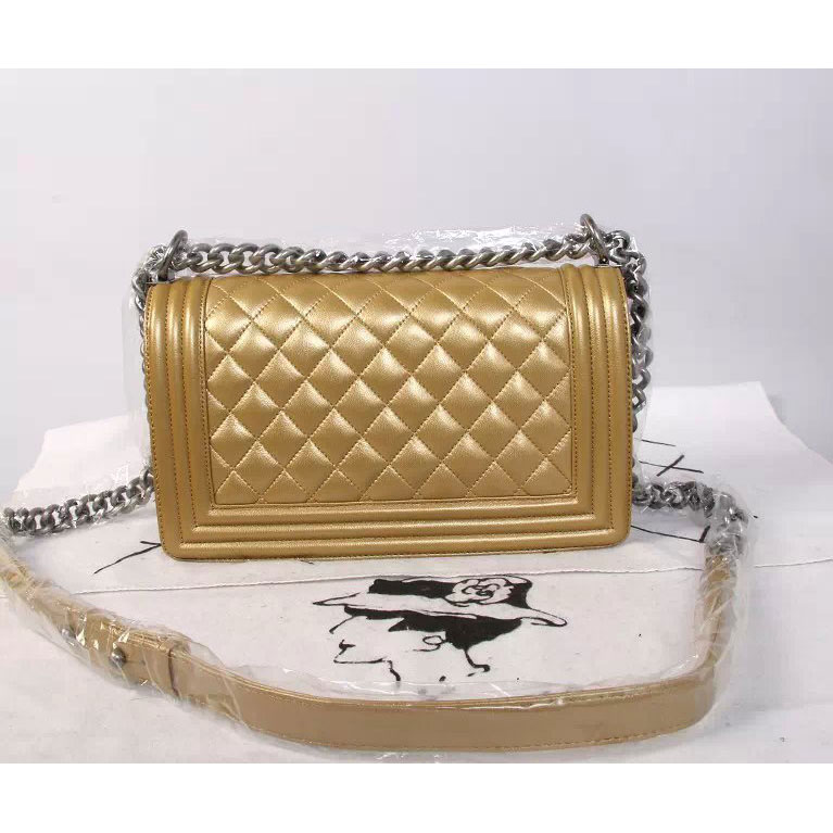 2015 Boy Chanel Flap Shoulder Bag Original leather A67086 Gold with Silver