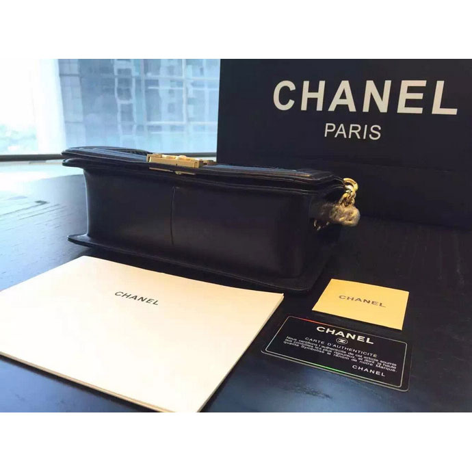 2015 Boy Chanel Flap Shoulder Bag Python Leather A66095 Black